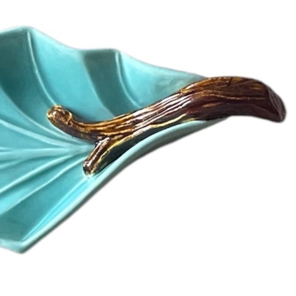 Vintage Miramar of California Pottery Leaf Candy Dish‎ Turquoise Teal Marked 700 - Picture 4 of 5